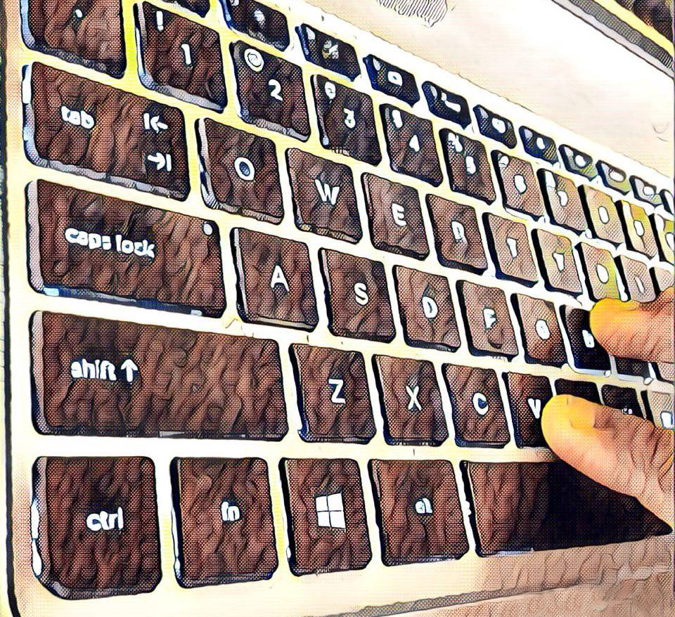 Artwork of hands typing on a keyboard