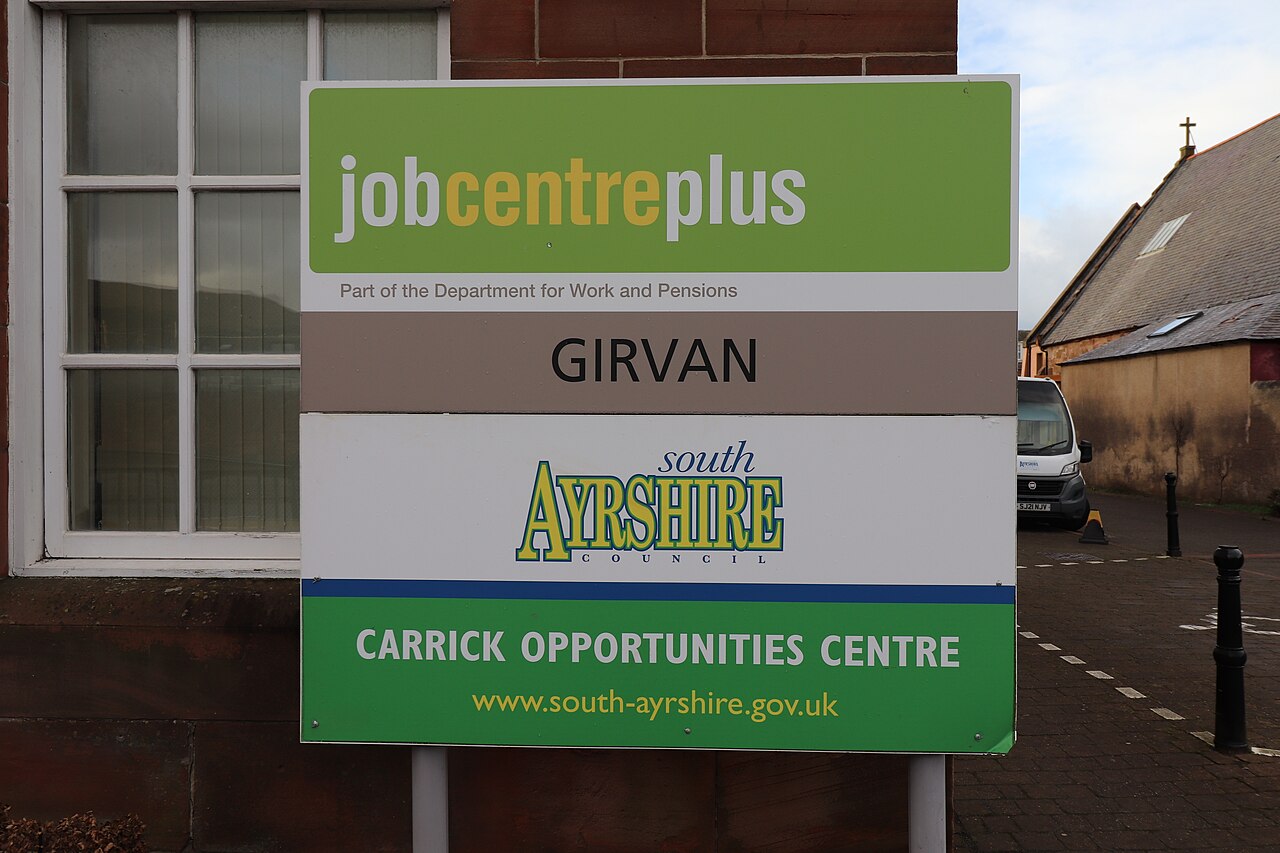 A Jobcentre Plus sign in Girvan