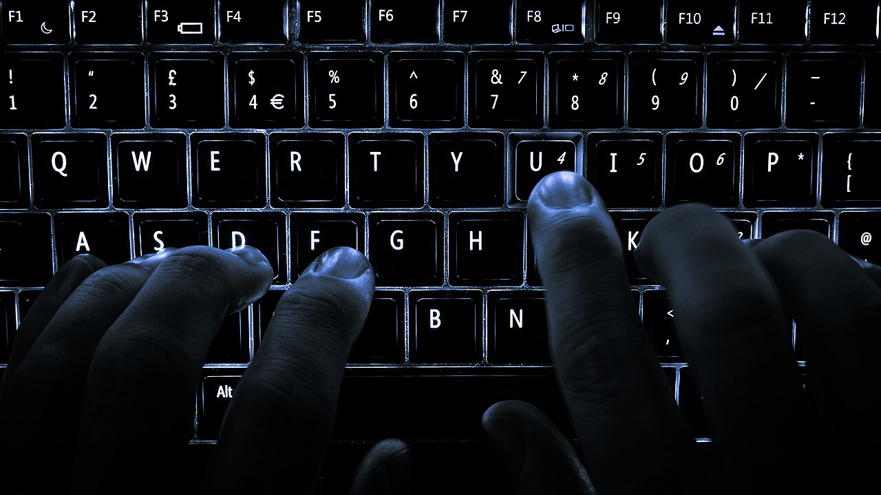 A backlit computer keyboard