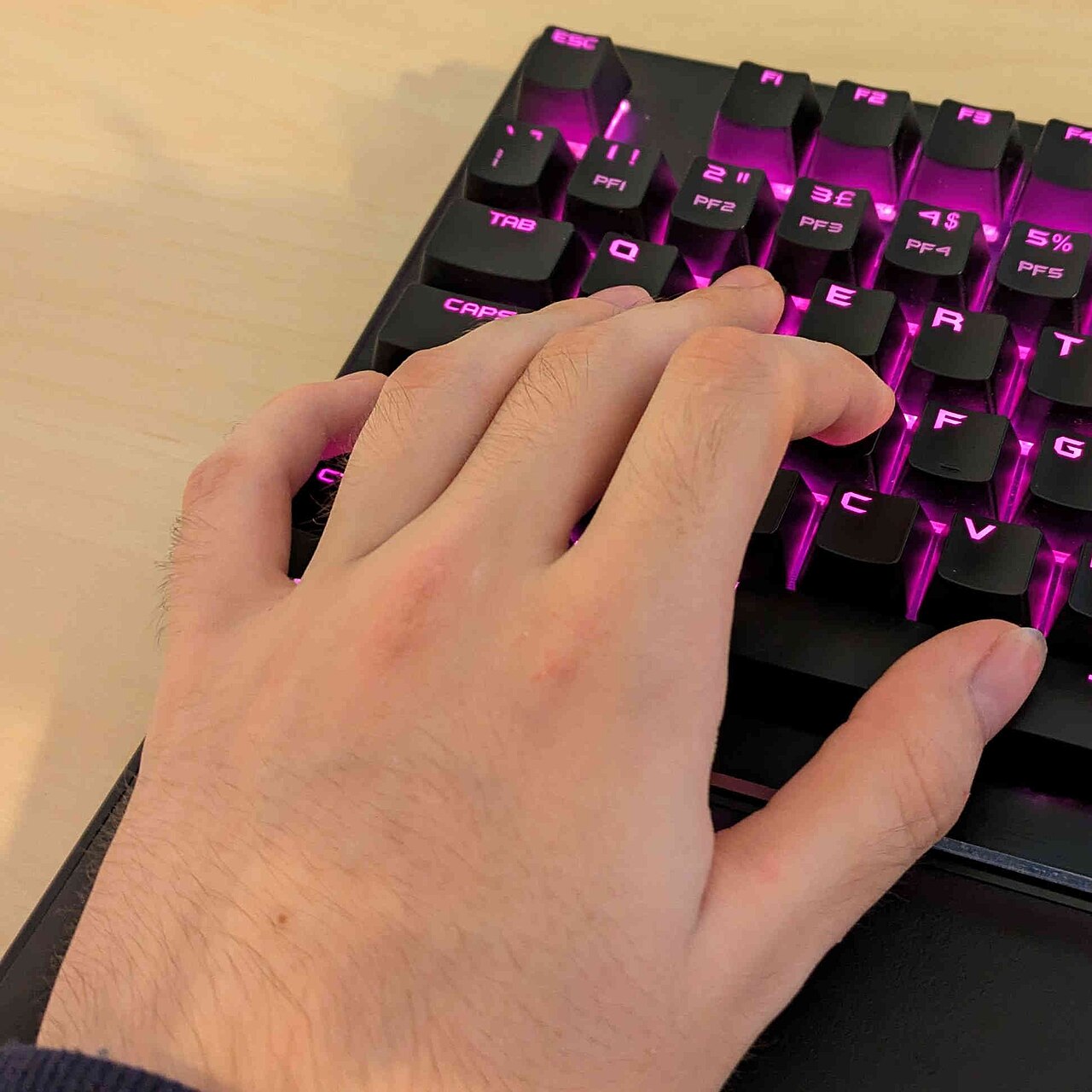 A computer keyboard seen from above